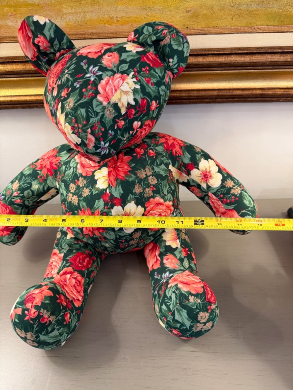 Vintage 80’s Fabric Bear Stuffed Teddy Plush Floral Chintz Grandmillennial - Picture 9 of 9
